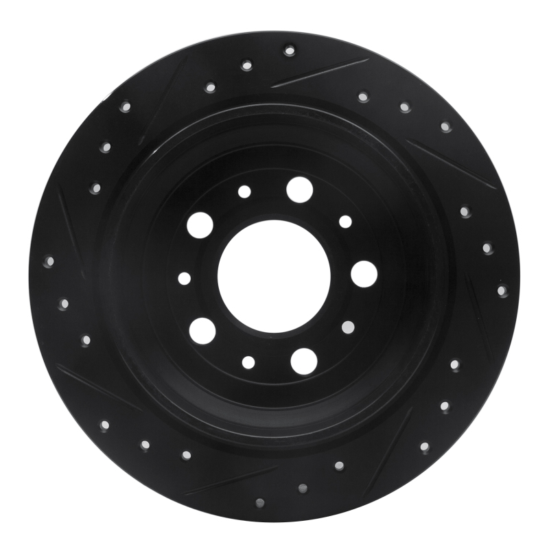 Volvo S70 Brake Rotor (1) - Rear Right - R1 Concepts - Drilled & Slotted - Black - `98-`00